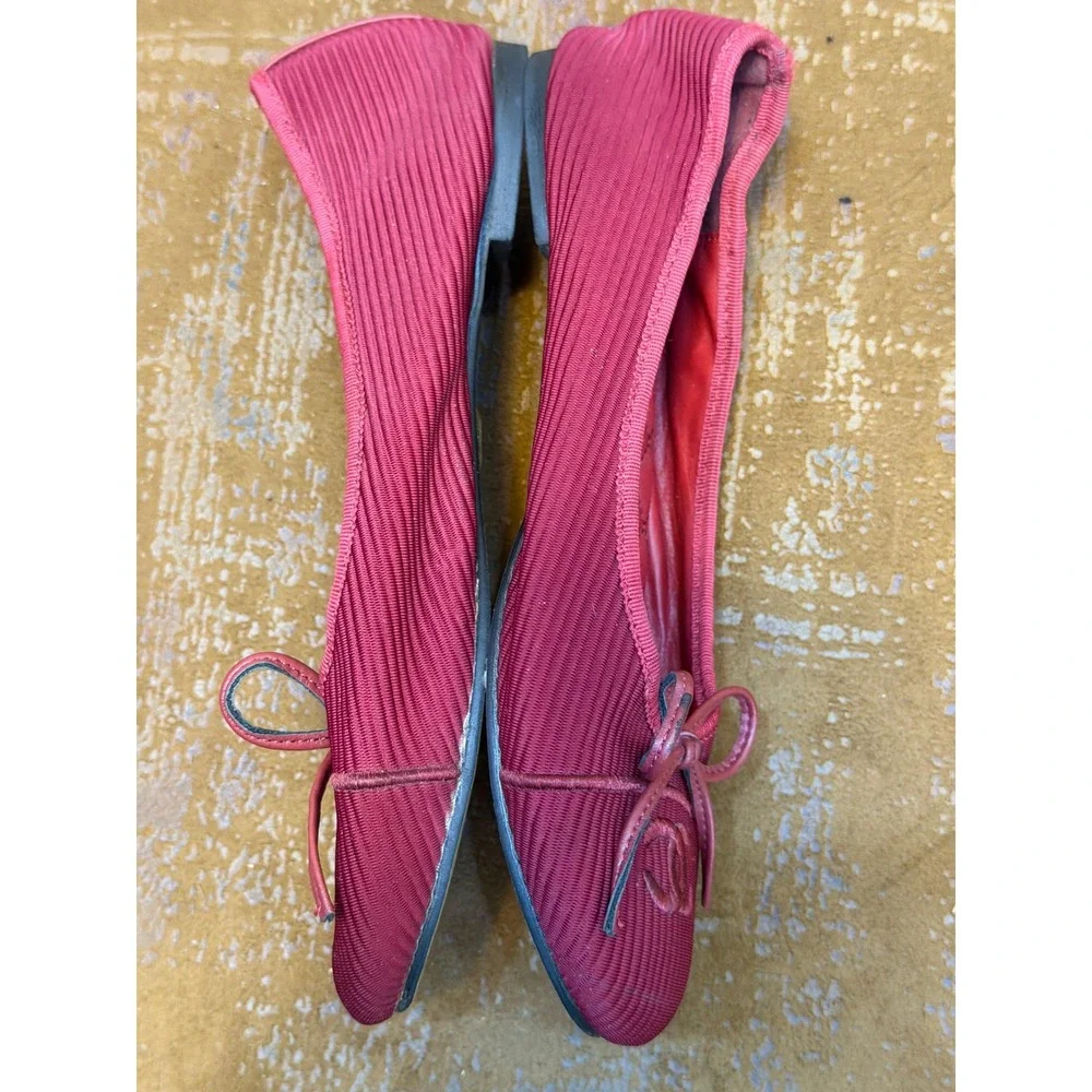 Chanel Burgundy Ribbed Fabric Quilted Leather Ballet Flats CC Logo 36 TT15-1